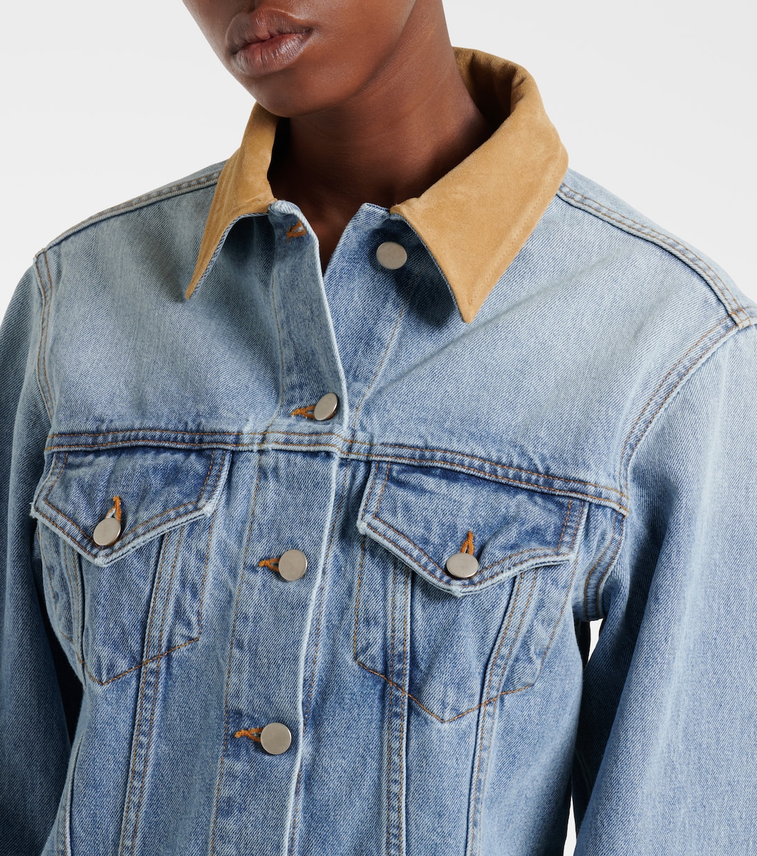 Suede-trimmed denim jacket | Róhe