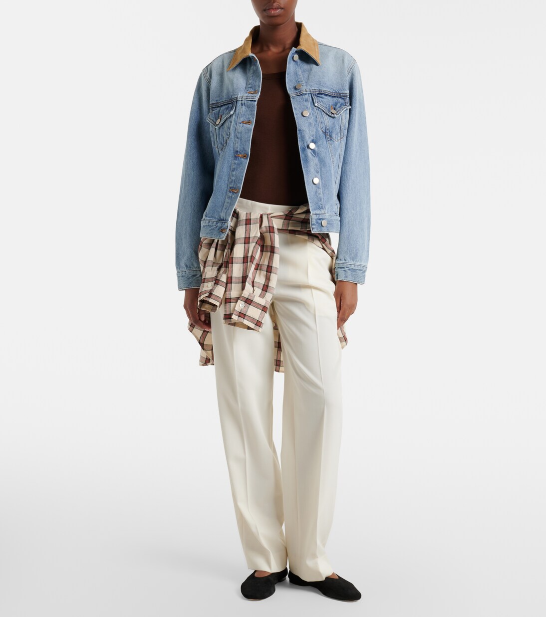 Suede-trimmed denim jacket | Róhe