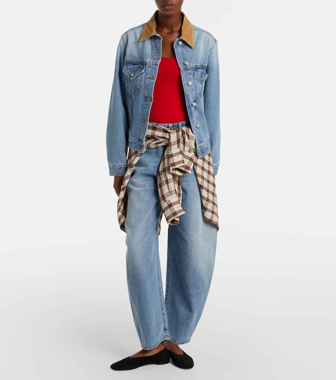 Jeansjacke mit Veloursleder | Róhe