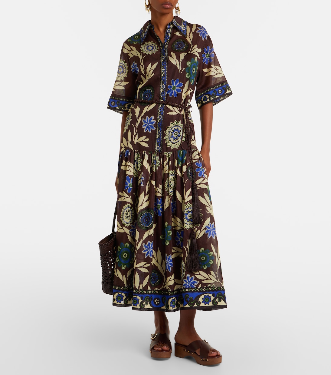 Jasper printed cotton and silk shirt dress | Alémais