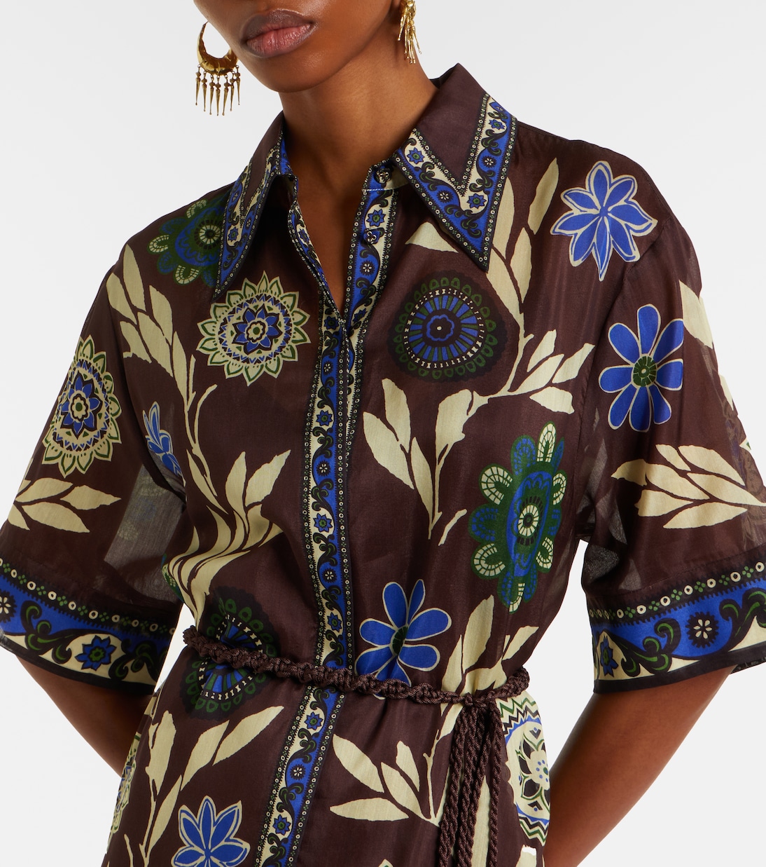 Jasper printed cotton and silk shirt dress | Alémais