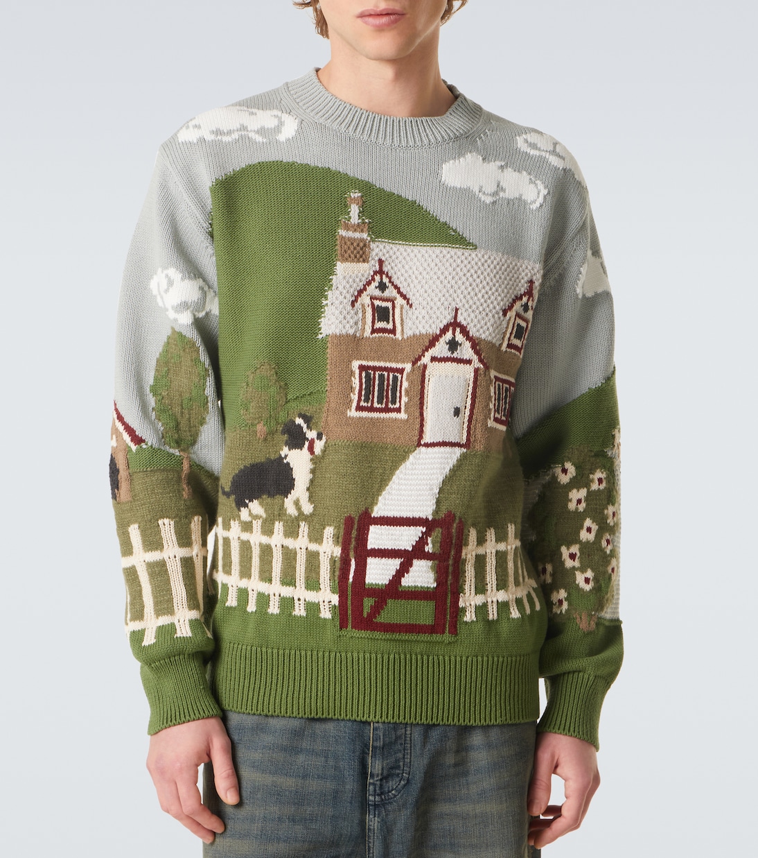 Pullover in cotone e lana con intarsi | Junya Watanabe