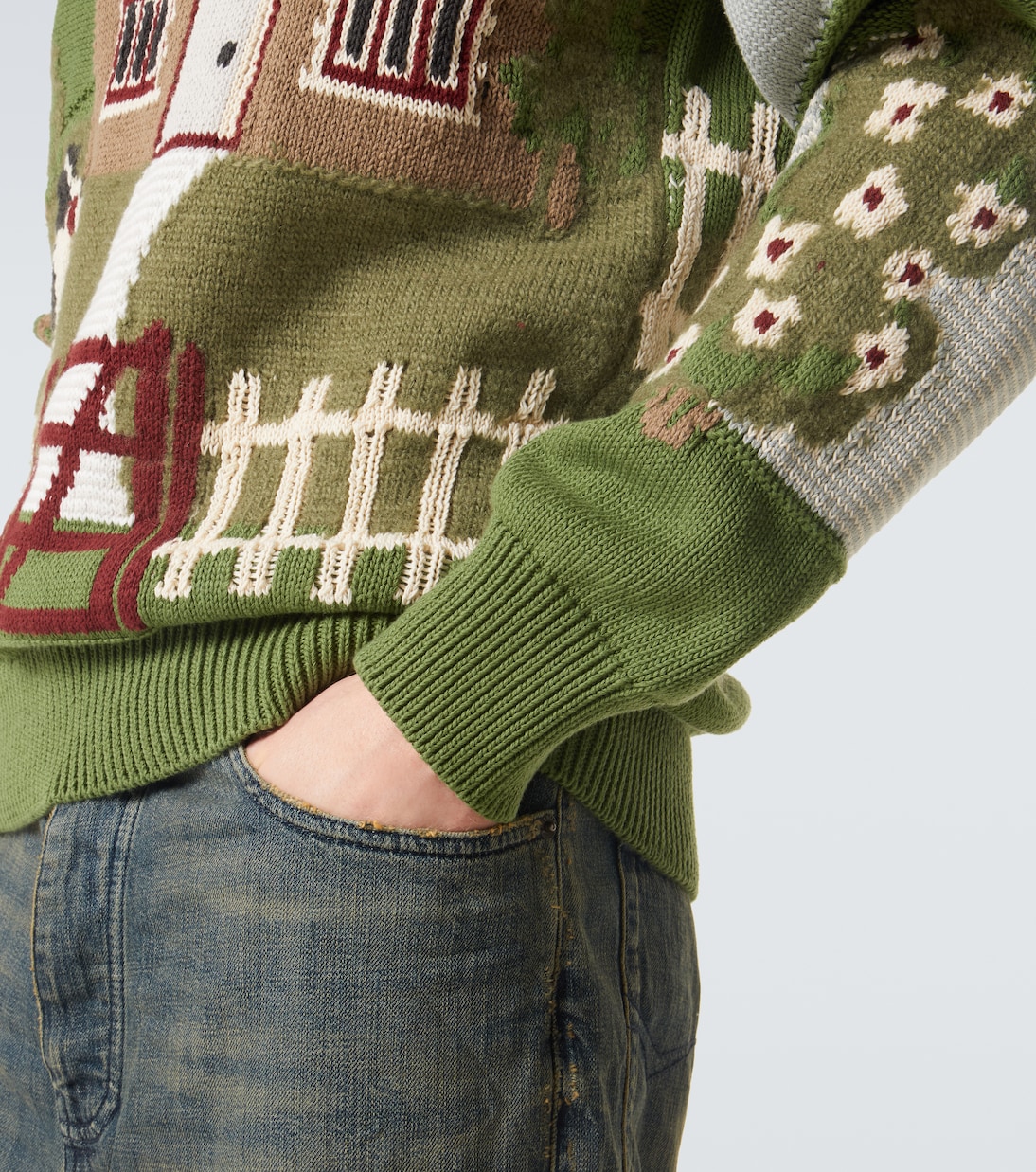 Pullover in cotone e lana con intarsi | Junya Watanabe
