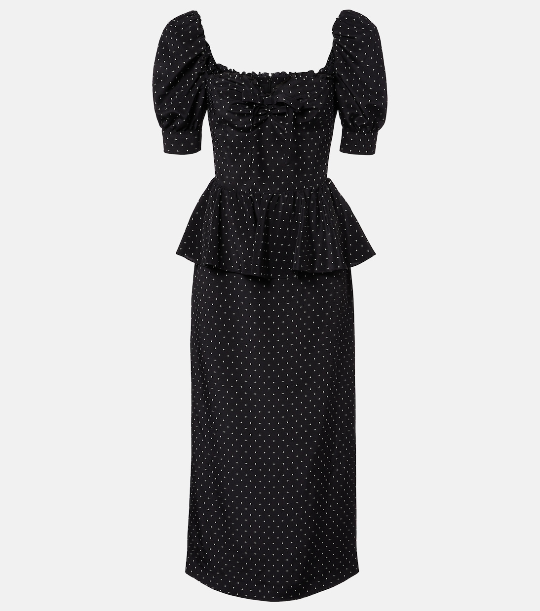 Polka-dot peplum silk midi dress | Alessandra Rich