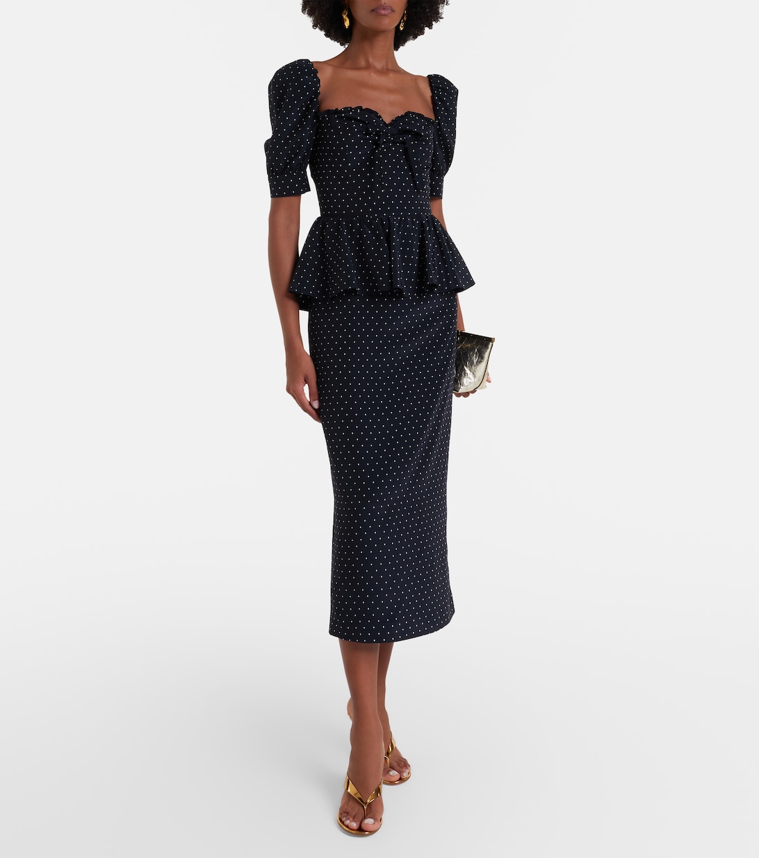 Polka-dot peplum silk midi dress | Alessandra Rich