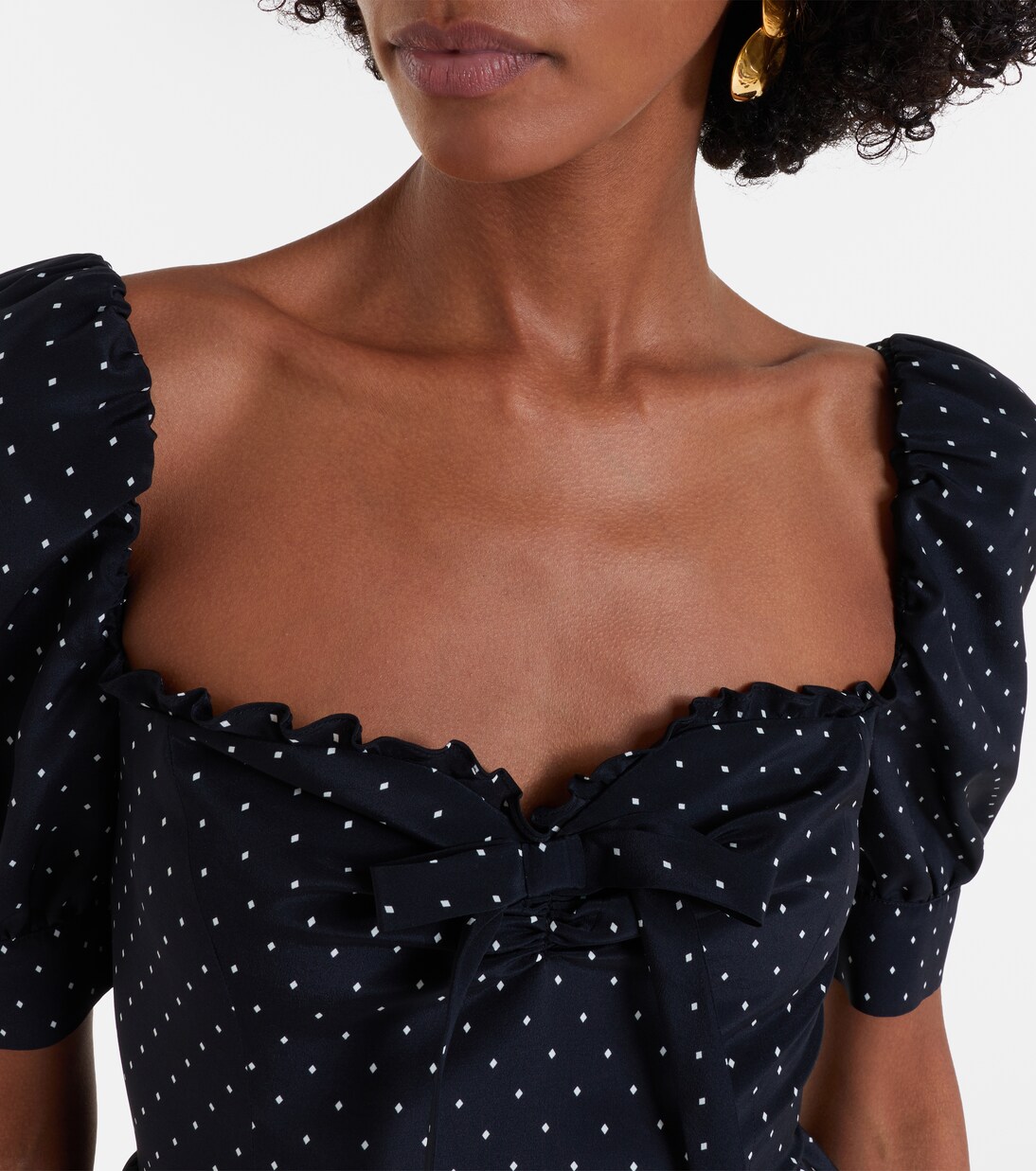 Polka-dot peplum silk midi dress | Alessandra Rich