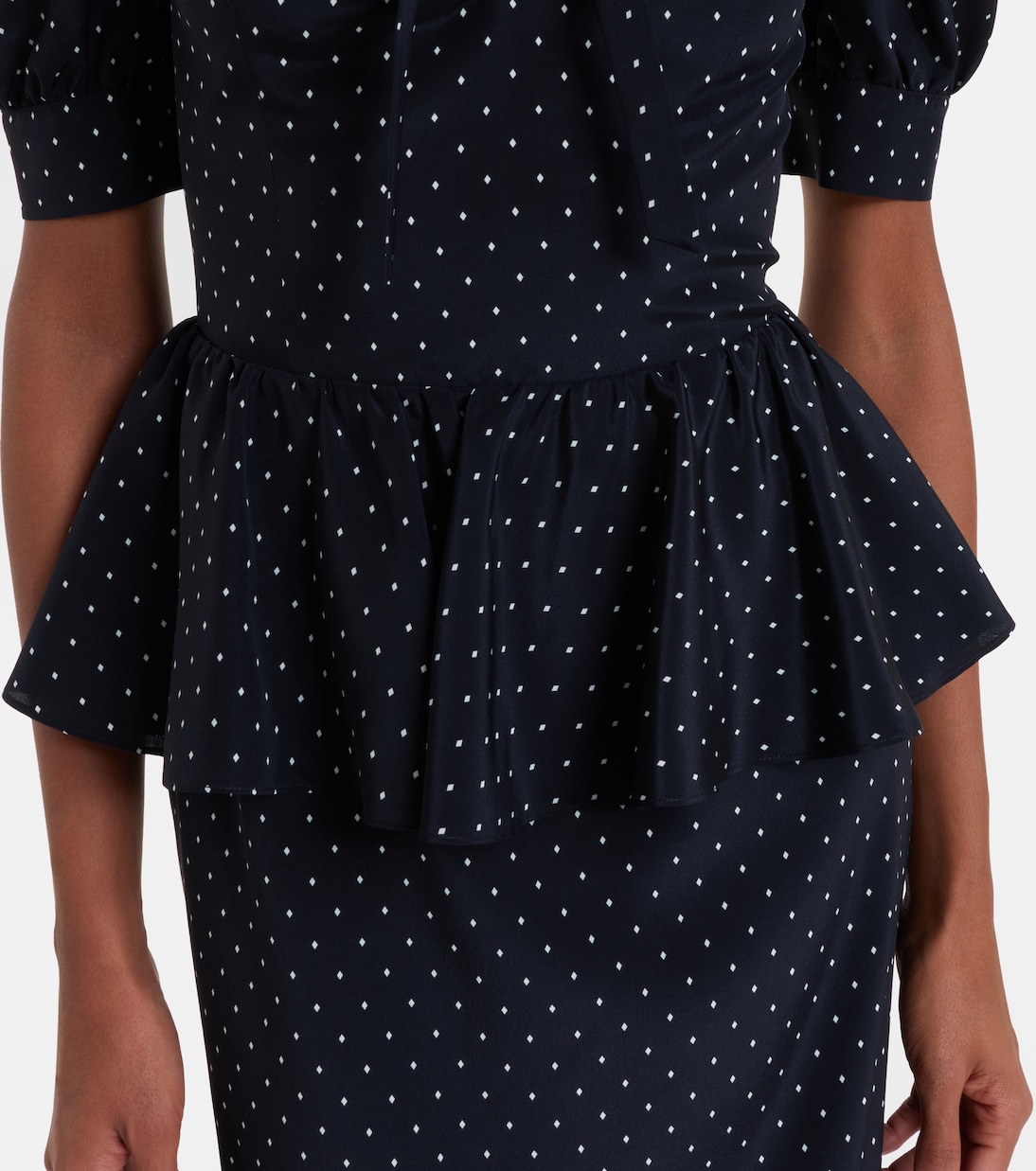 Polka-dot peplum silk midi dress | Alessandra Rich
