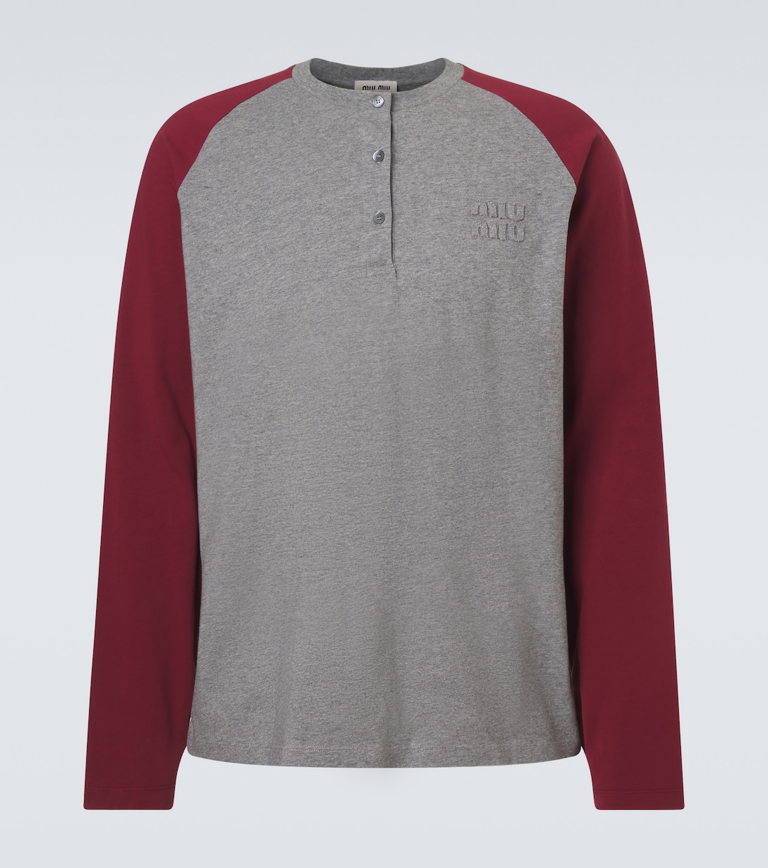 Top Henley in jersey di cotone con logo | Miu Miu