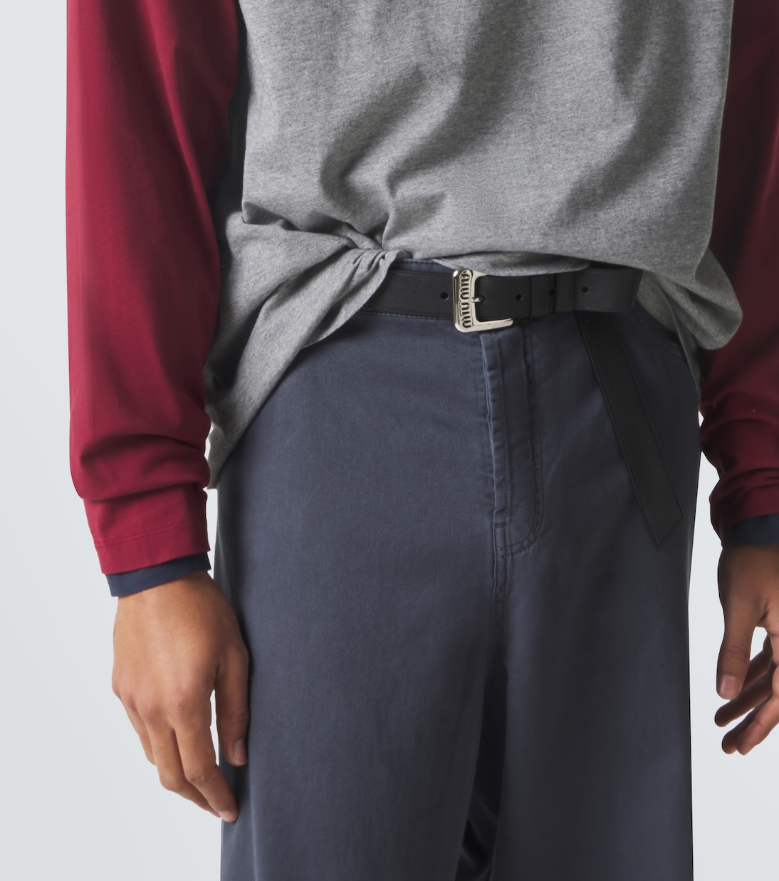 Top Henley in jersey di cotone con logo | Miu Miu