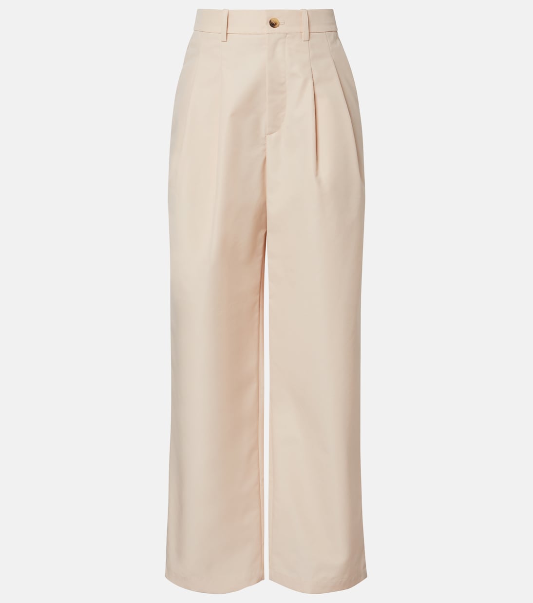 Pleated cotton-blend wide-leg pants | Wardrobe.NYC