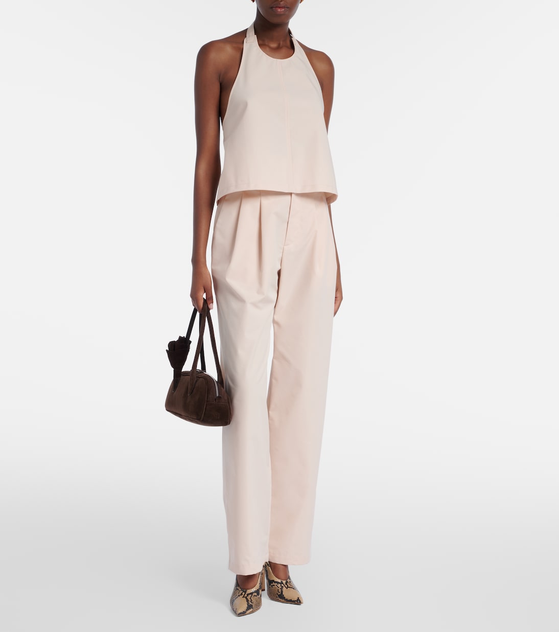 Pleated cotton-blend wide-leg pants | Wardrobe.NYC