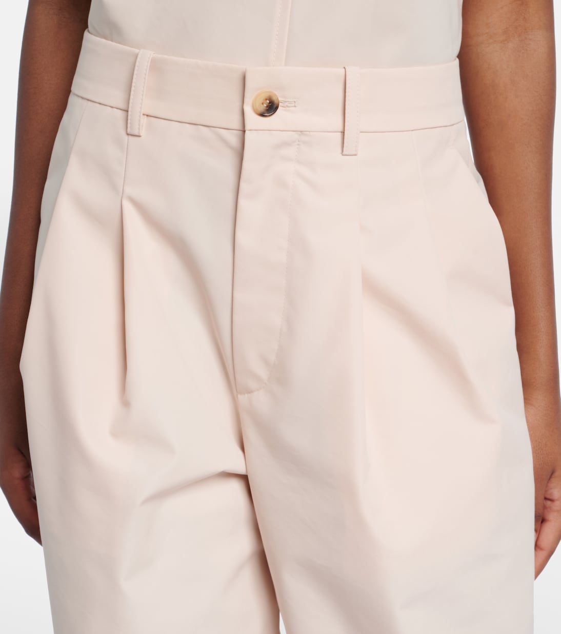Pleated cotton-blend wide-leg pants | Wardrobe.NYC