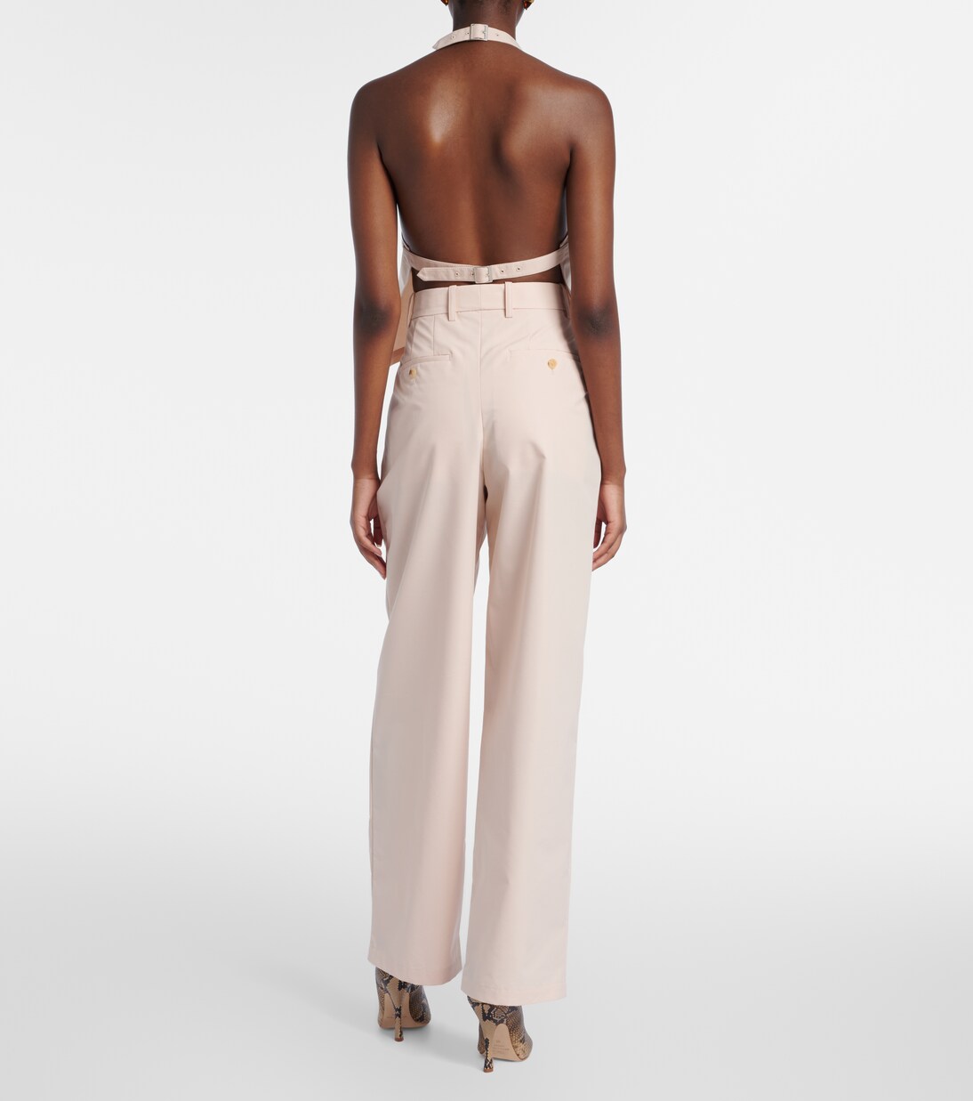 Pleated cotton-blend wide-leg pants | Wardrobe.NYC