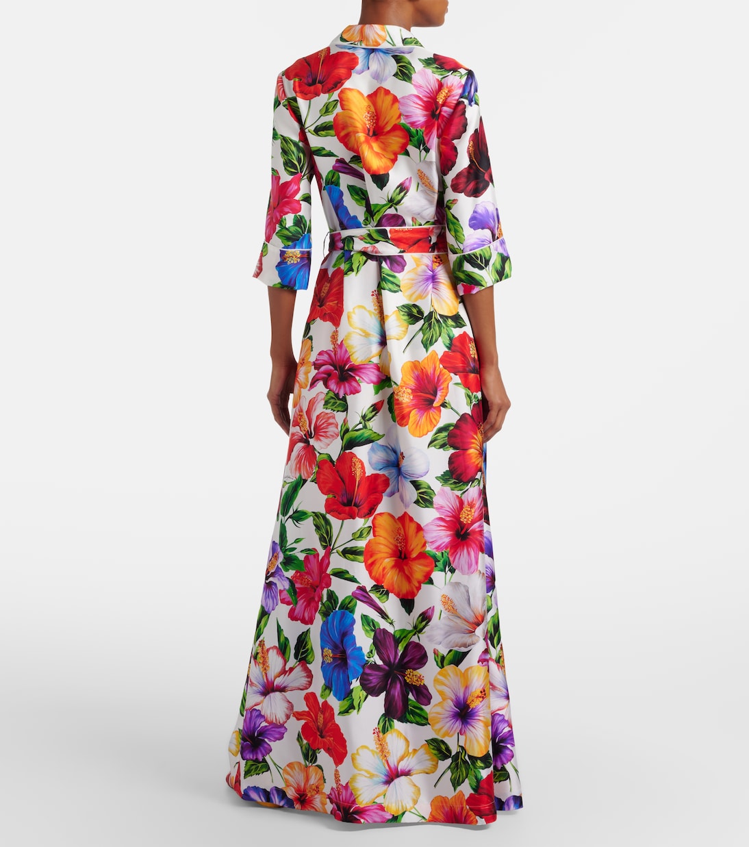 Floral belted silk satin maxi dress | Dolce&Gabbana