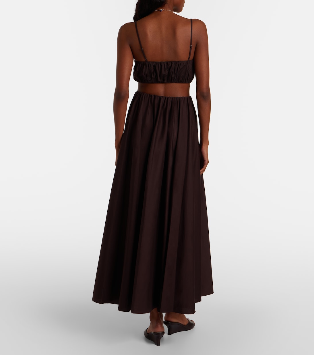 Milano pleated cotton-blend maxi skirt | Staud