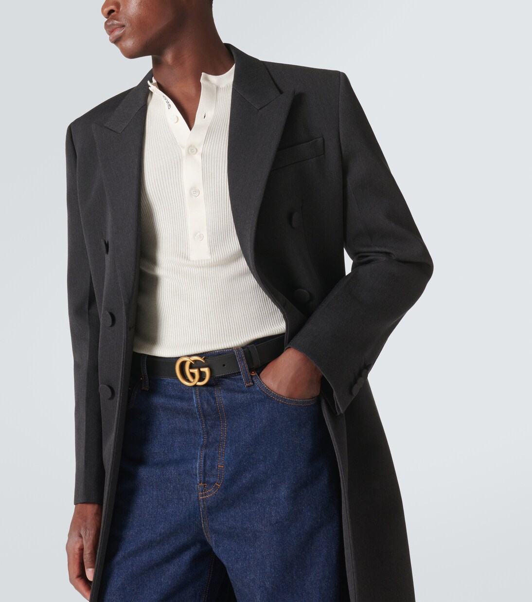 Leather belt with Double G buckle | Gucci