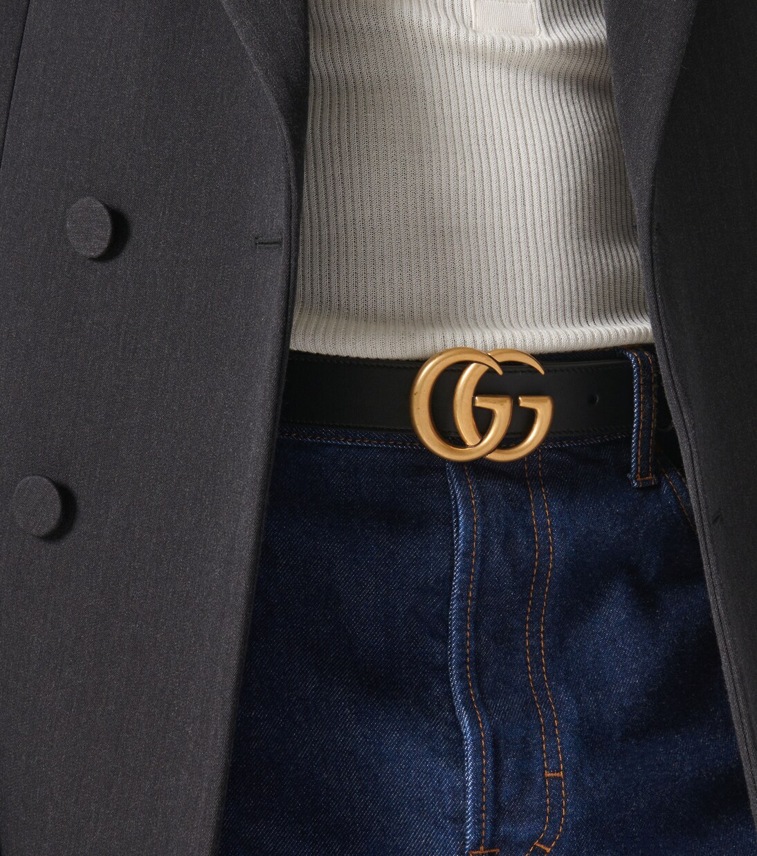 Leather belt with Double G buckle | Gucci