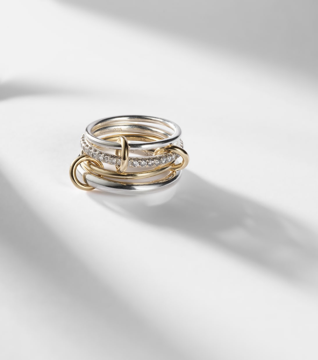 Nimbus 18kt gold and sterling silver ring with diamonds | Spinelli Kilcollin