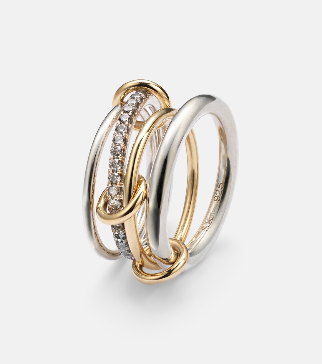 Nimbus 18kt gold and sterling silver ring with diamonds | Spinelli Kilcollin