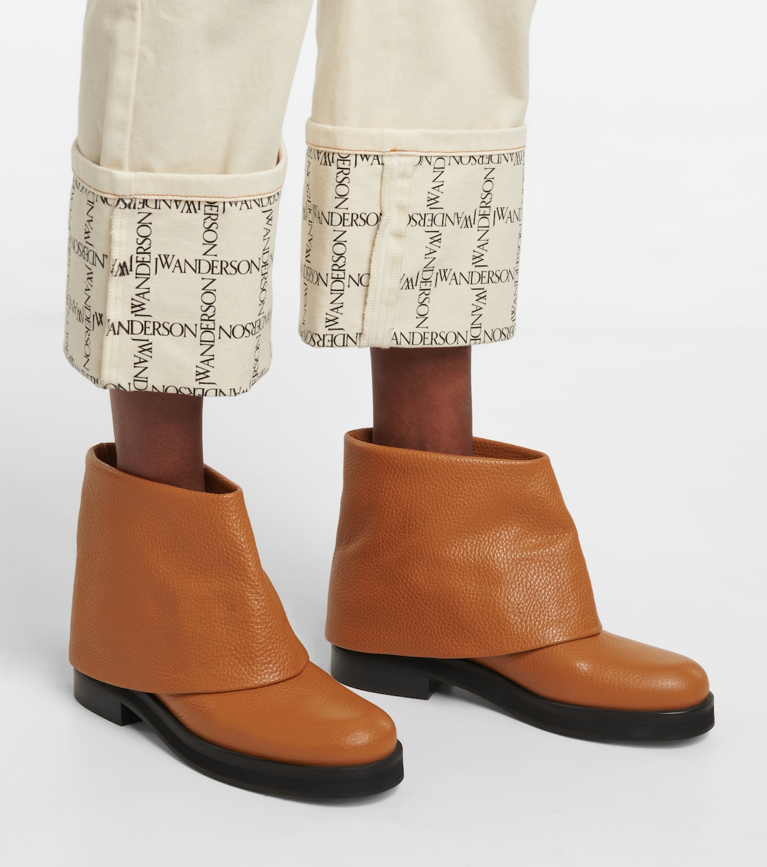 Foldover leather ankle boots | JW Anderson