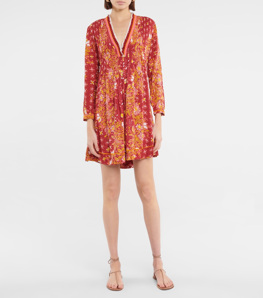 Robe Ola imprimée à franges | Poupette St Barth