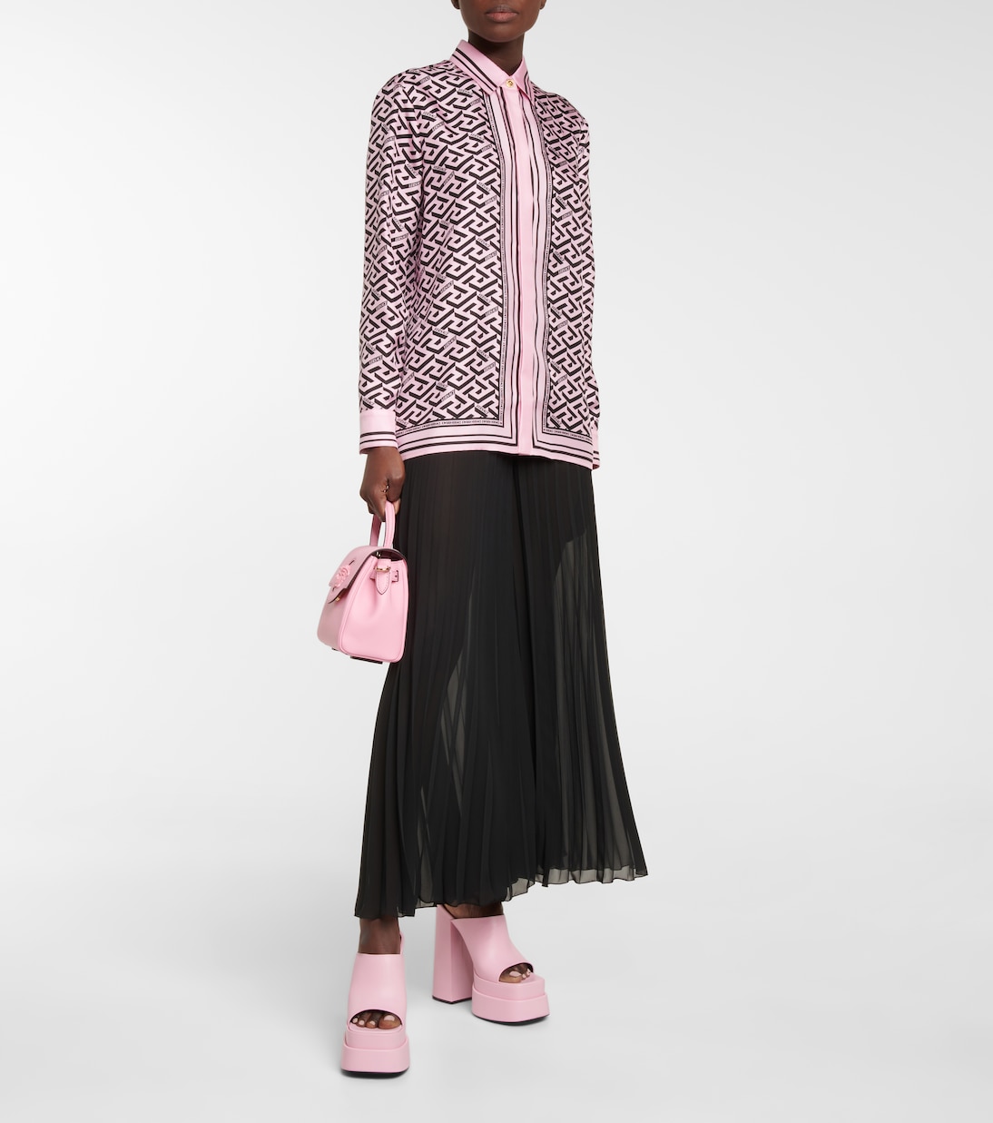 Leather peep-toe platform sandals | Versace