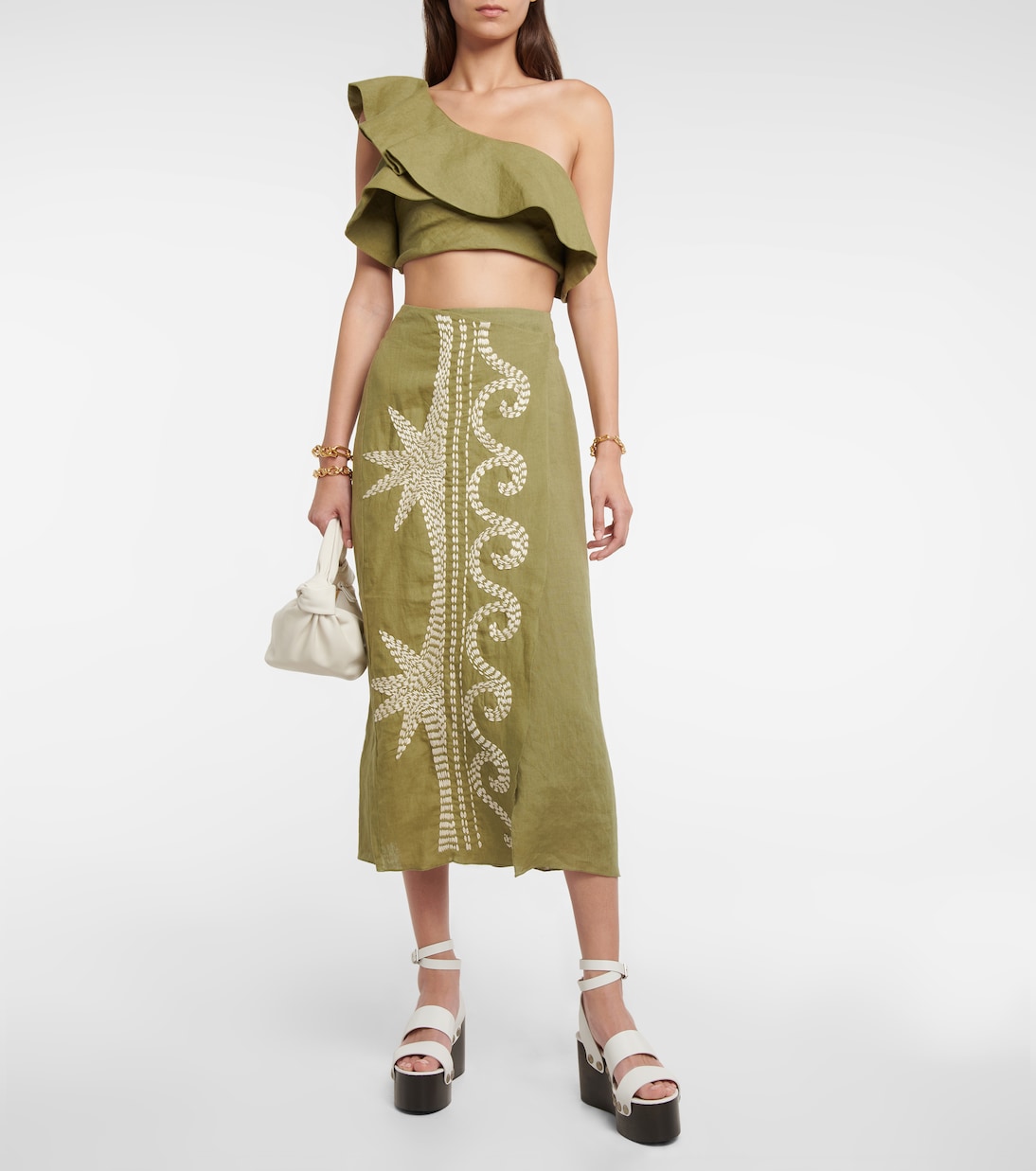 Cropped-Top De Mar a Mar aus Leinen | Johanna Ortiz