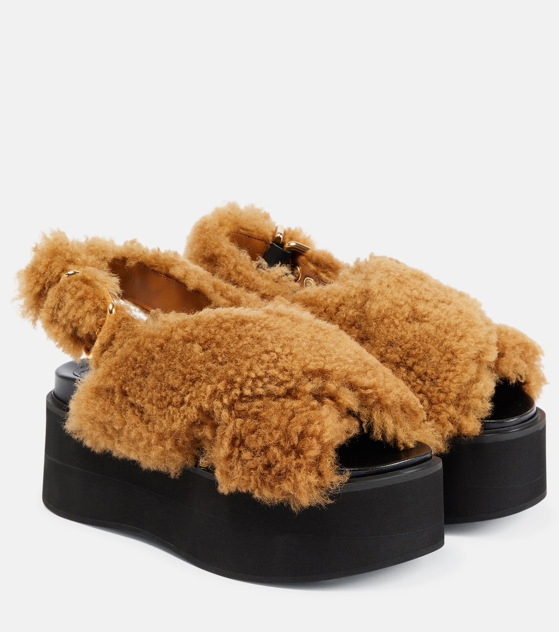 Plateausandalen Fussbett aus Shearling | Marni