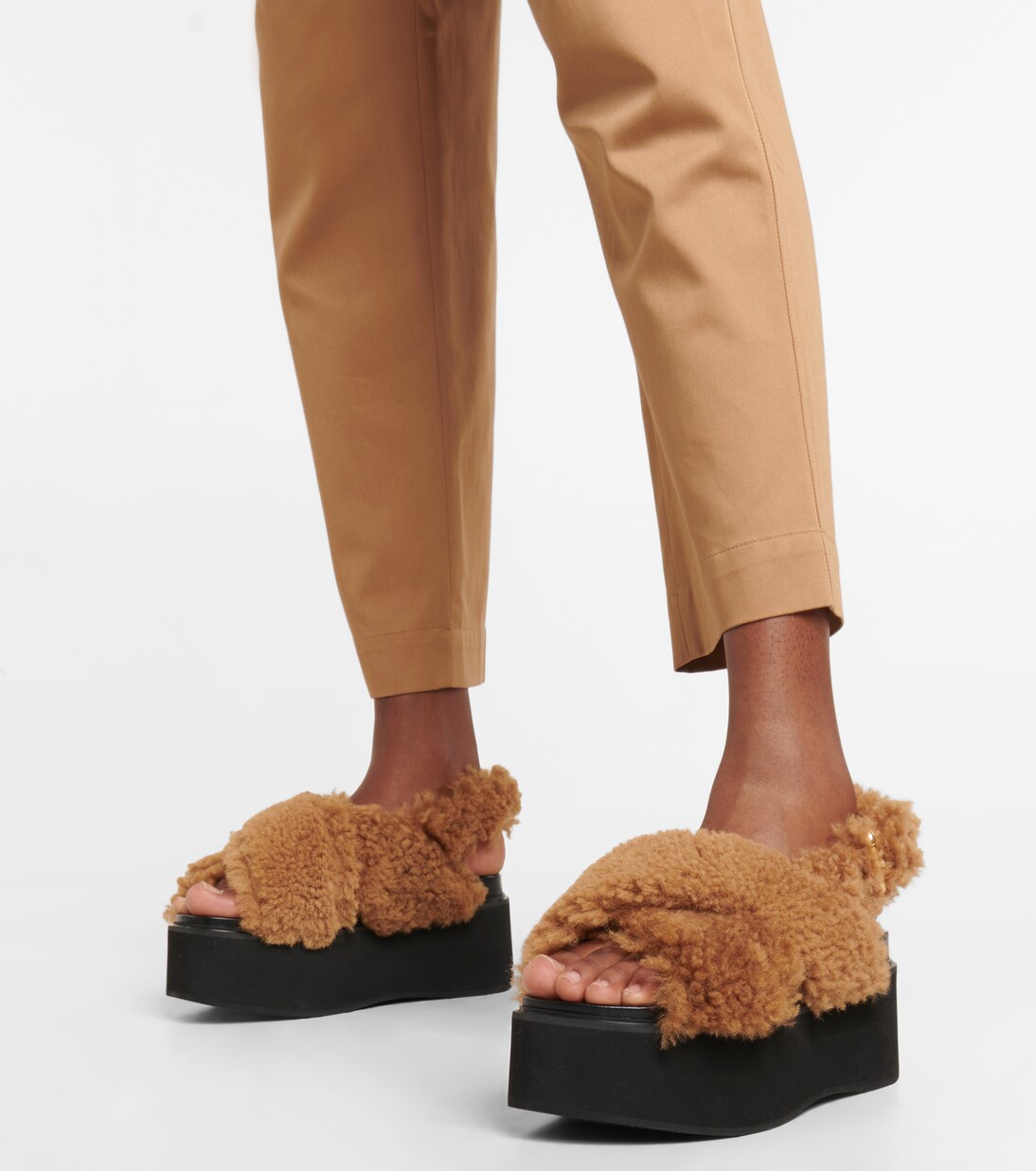 Plateausandalen Fussbett aus Shearling | Marni