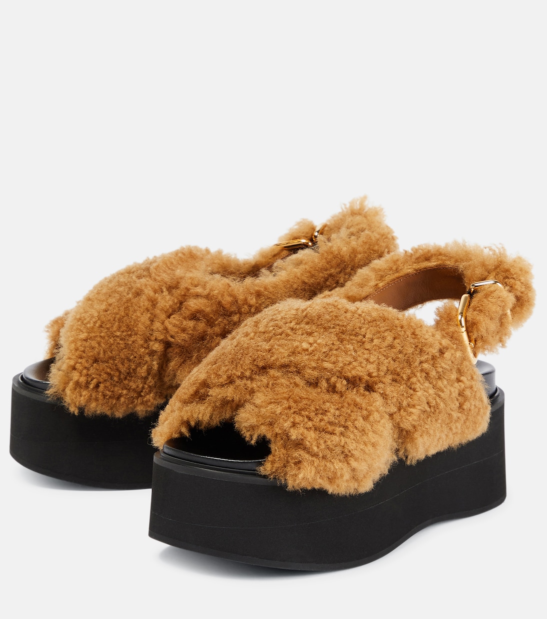Plateausandalen Fussbett aus Shearling | Marni