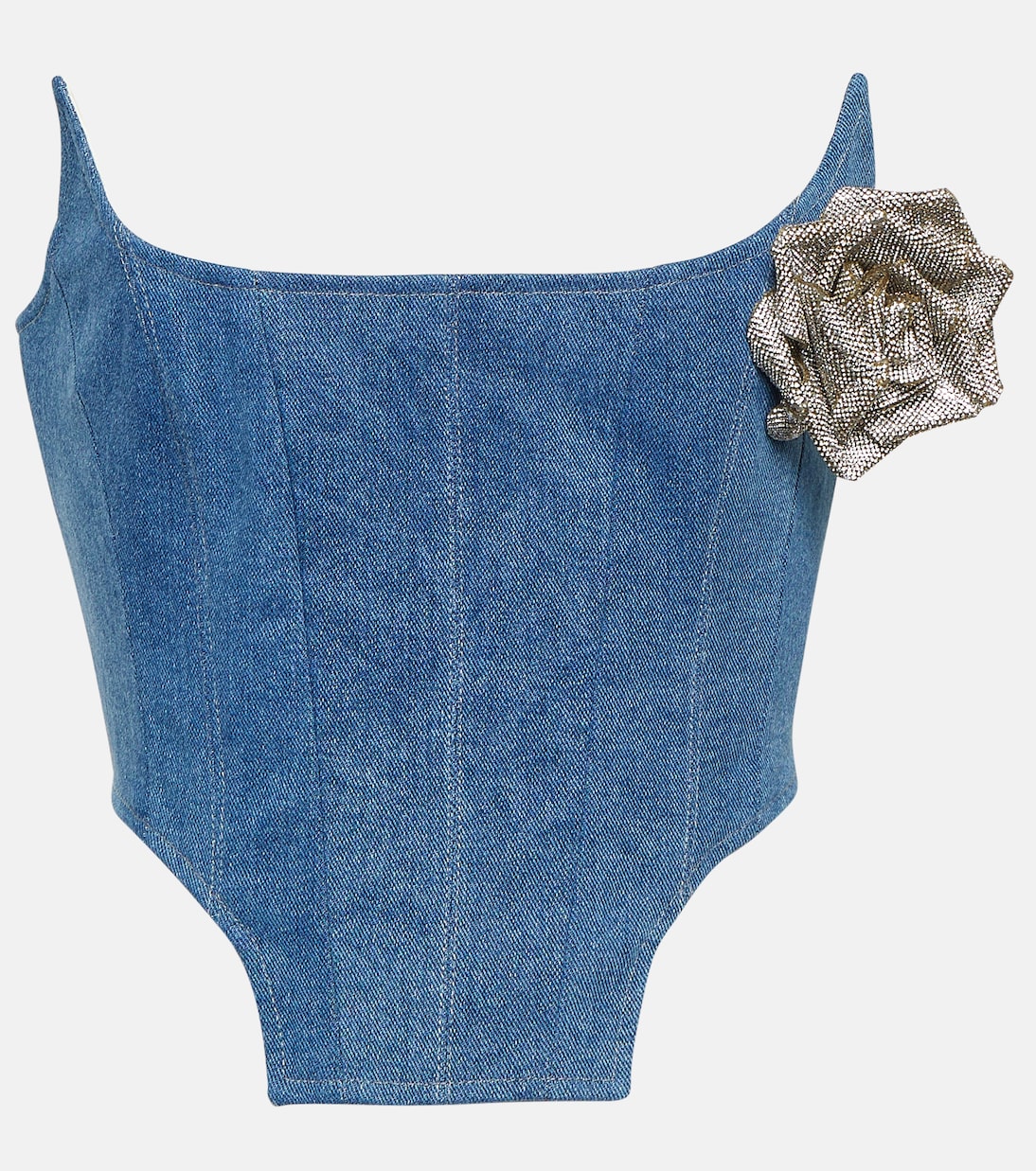Verziertes Bustier-Top aus Denim | Giuseppe di Morabito