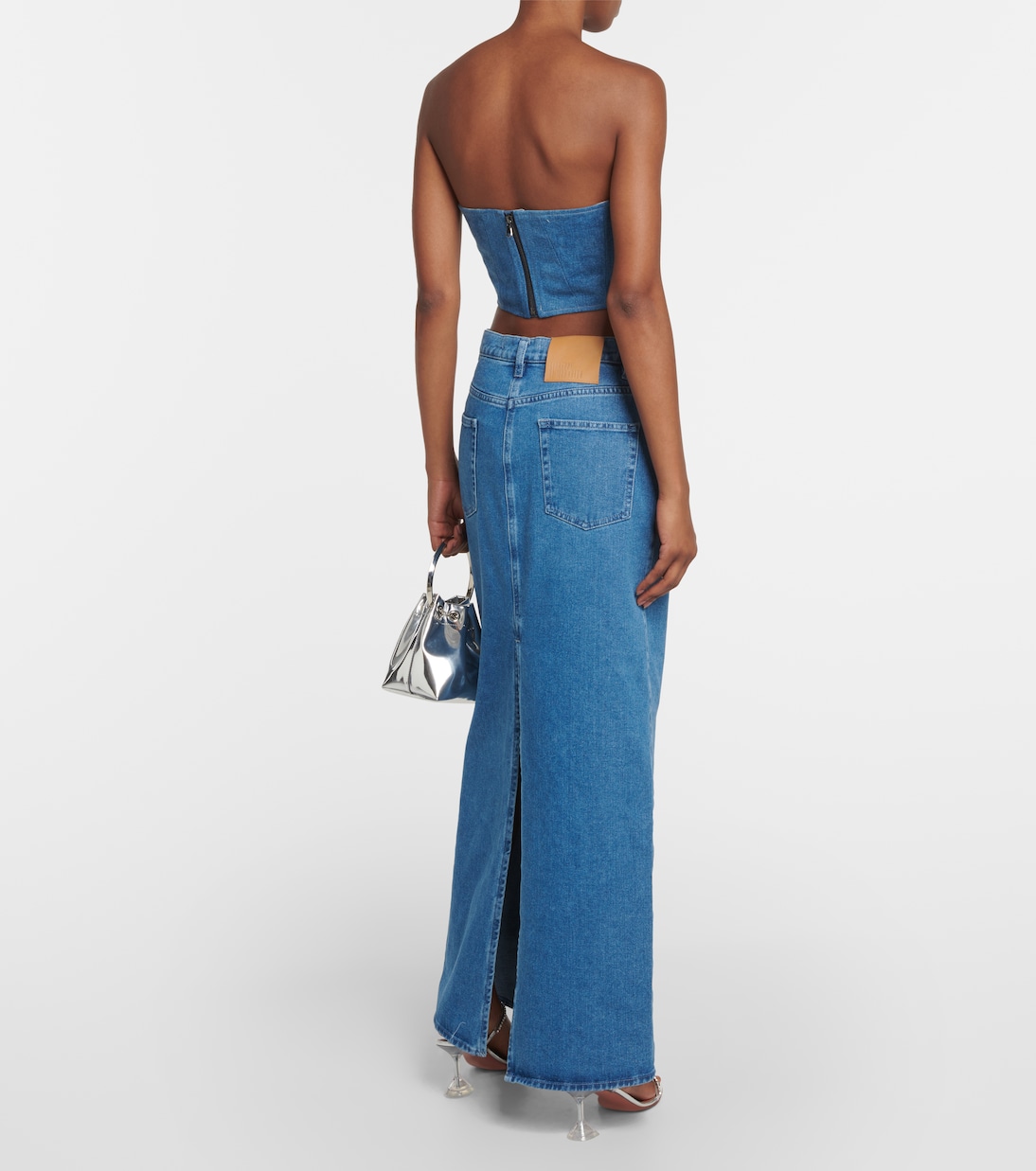 Verziertes Bustier-Top aus Denim | Giuseppe di Morabito