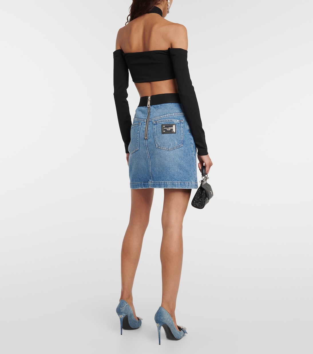 Minifalda en denim con logo | Dolce&Gabbana