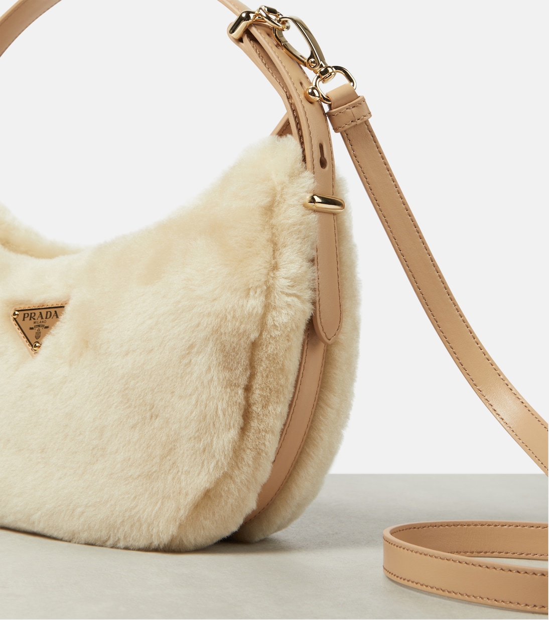 Arqué shearling shoulder bag | Prada