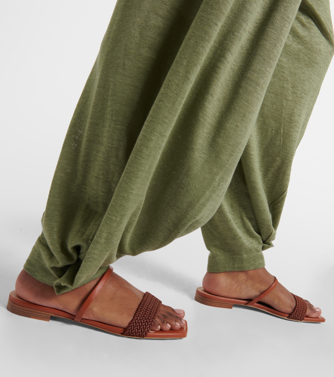 Frida leather-trimmed sandals | Malone Souliers