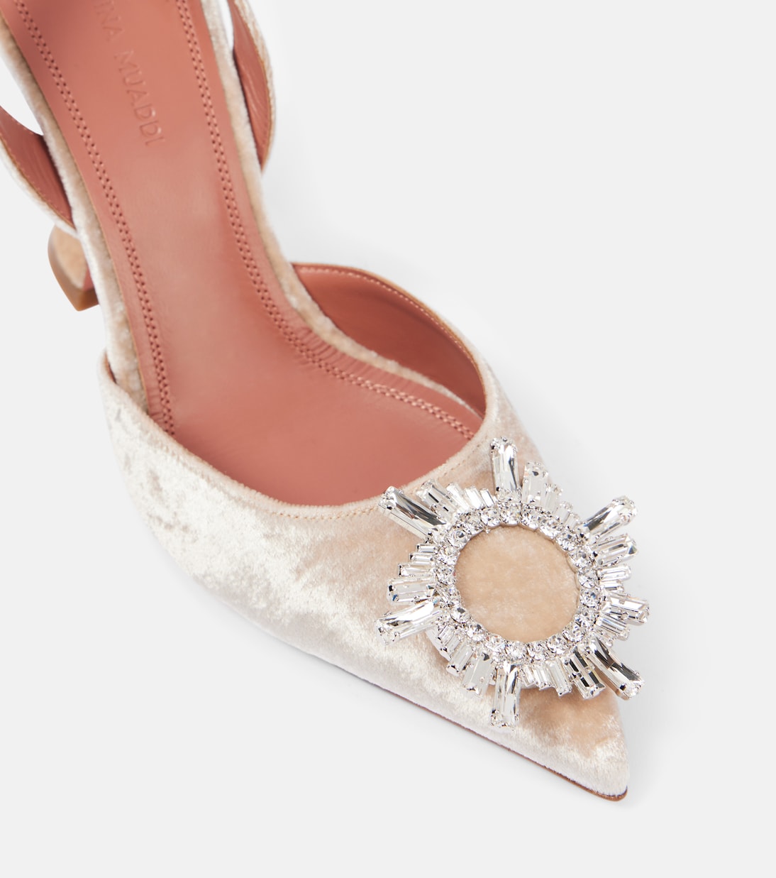 Verzierte Slingback-Pumps Begum 95 aus Samt  | Amina Muaddi