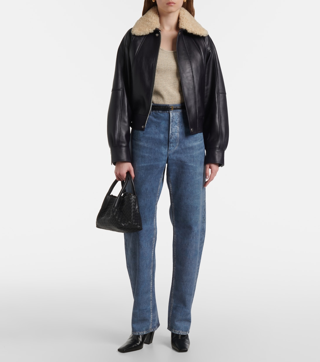 Giacca in pelle con shearling | Bottega Veneta