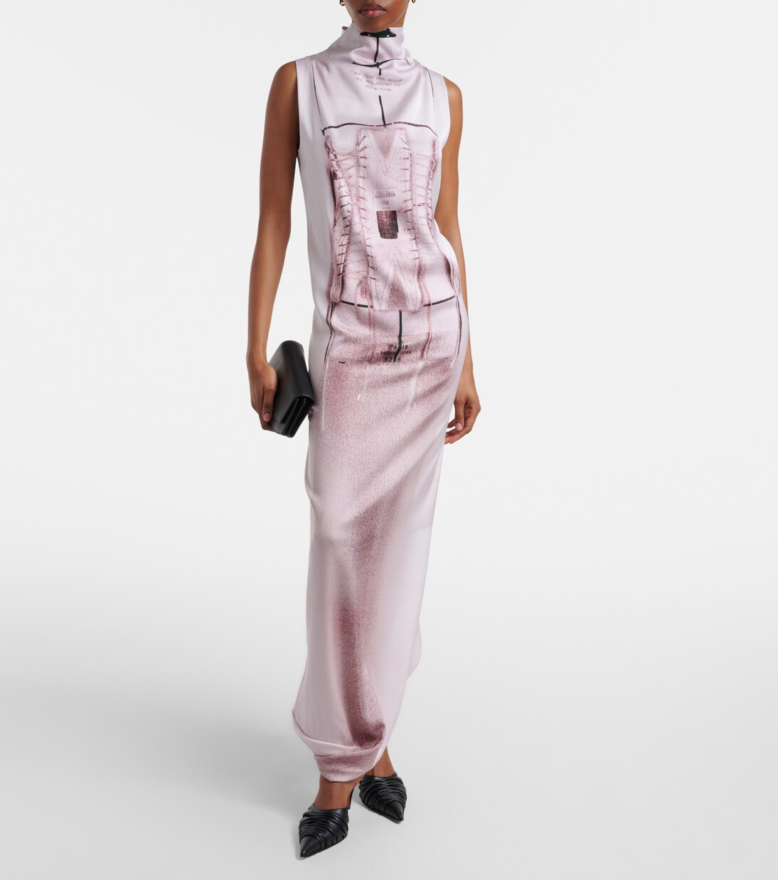 Robe longue Trompe l'œil en satin | Jean Paul Gaultier