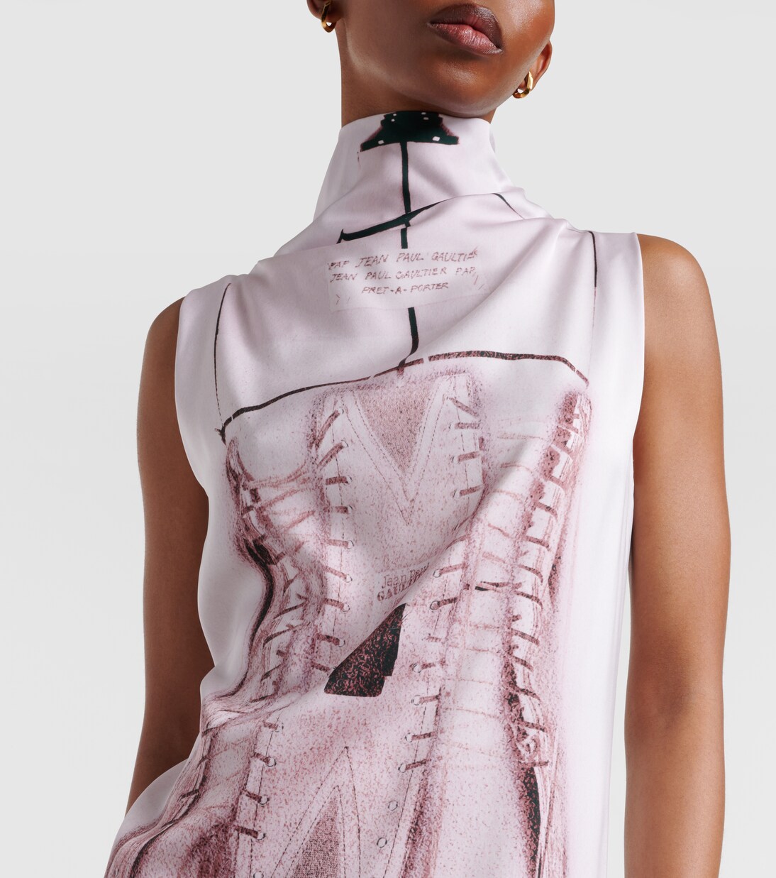 Robe longue Trompe l'œil en satin | Jean Paul Gaultier