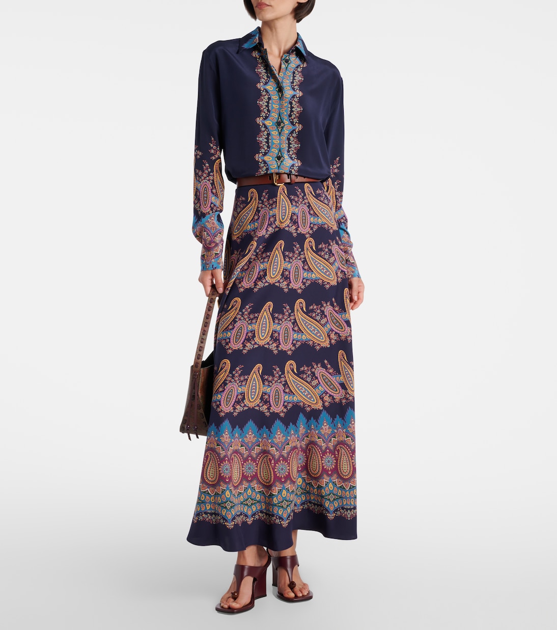 Falda larga de seda con paisley | Etro