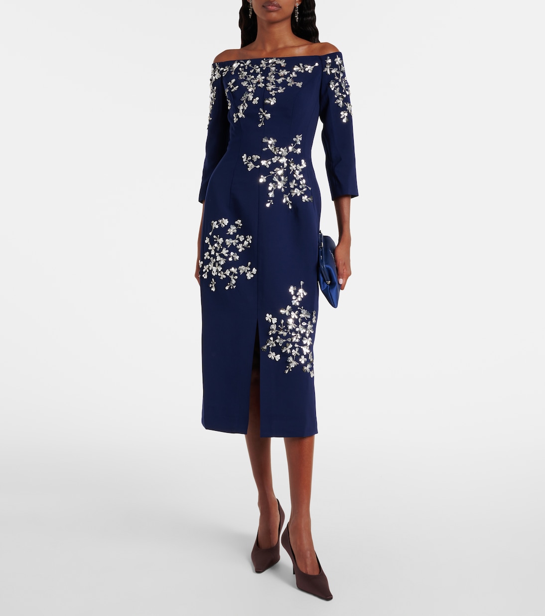 Verziertes Off-Shoulder-Midikleid | Carolina Herrera