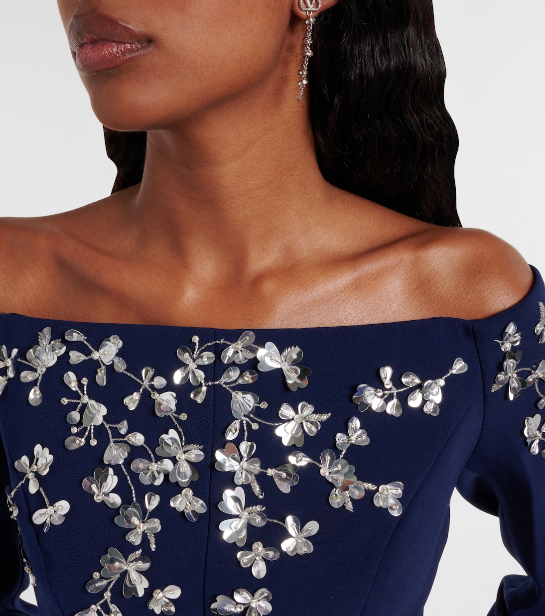 Verziertes Off-Shoulder-Midikleid | Carolina Herrera