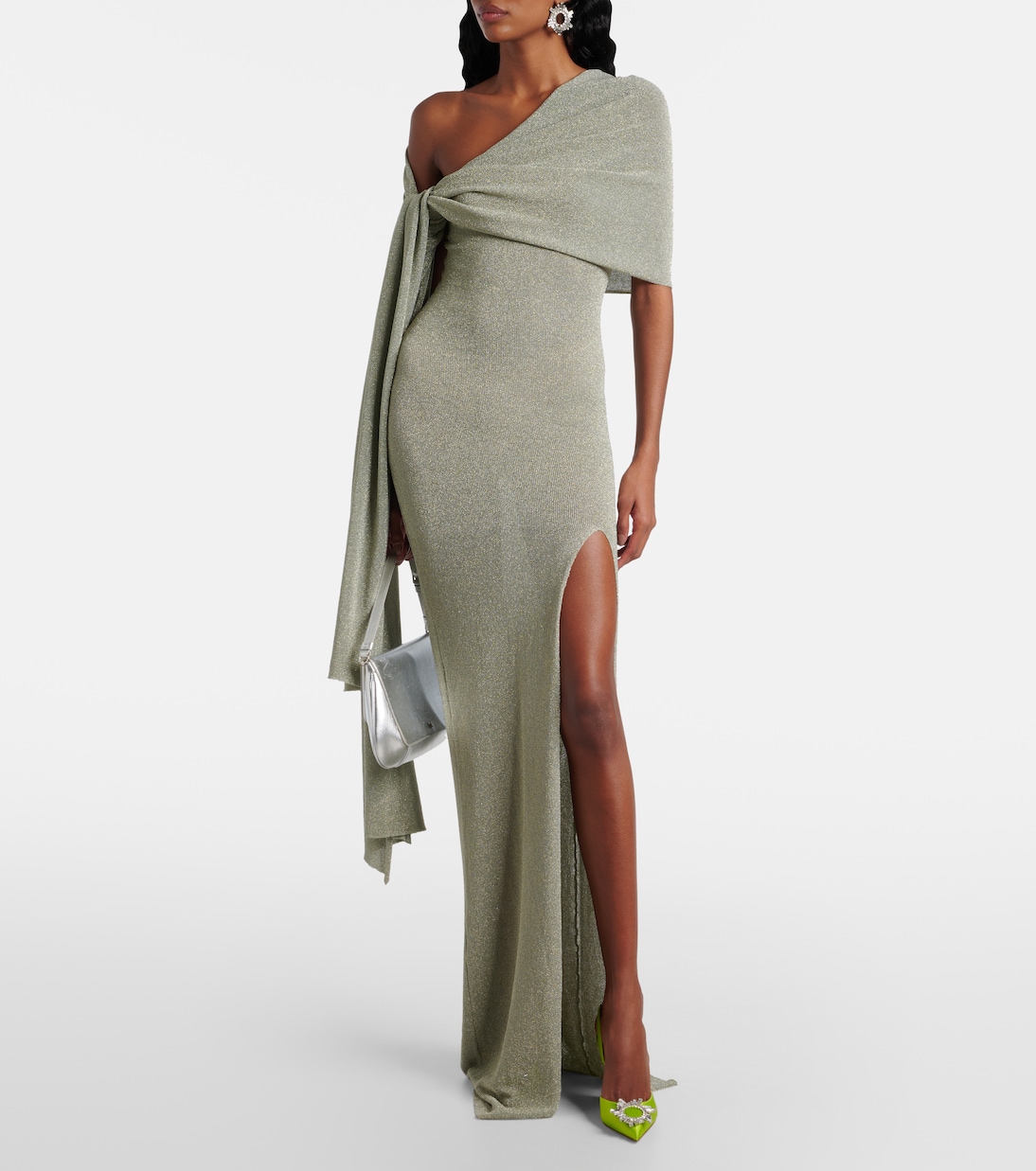 Pumps slingback Begum 95 in raso con cristalli | Amina Muaddi