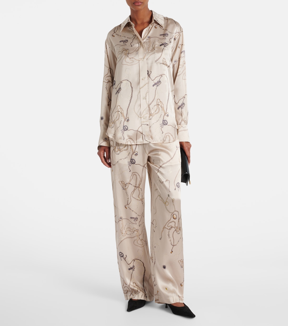 Printed silk satin pajama pants | Victoria Beckham