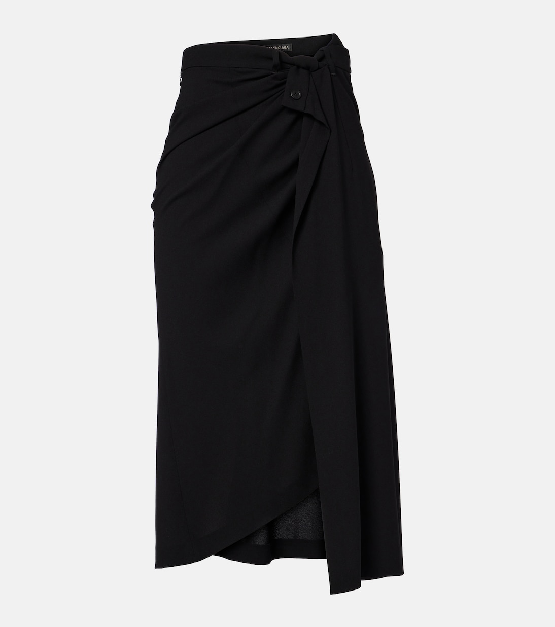 Draped gathered crêpe midi skirt | Balenciaga