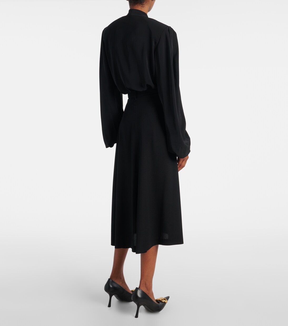 Draped gathered crêpe midi skirt | Balenciaga