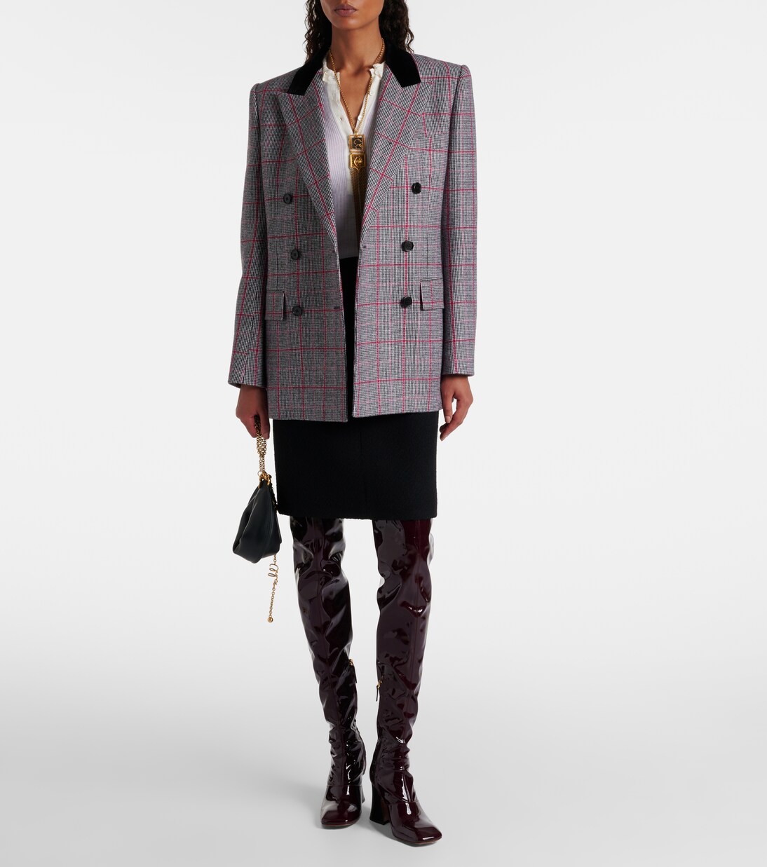 جاكيت من الصوف بمربعات وصفين من الأزرار | Chloé