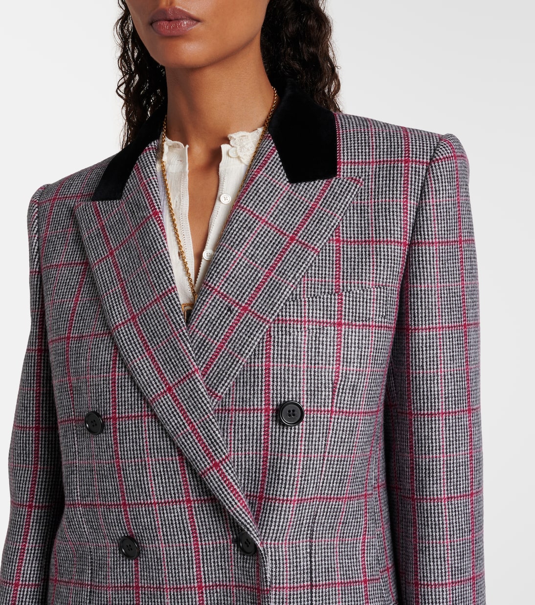 جاكيت من الصوف بمربعات وصفين من الأزرار | Chloé