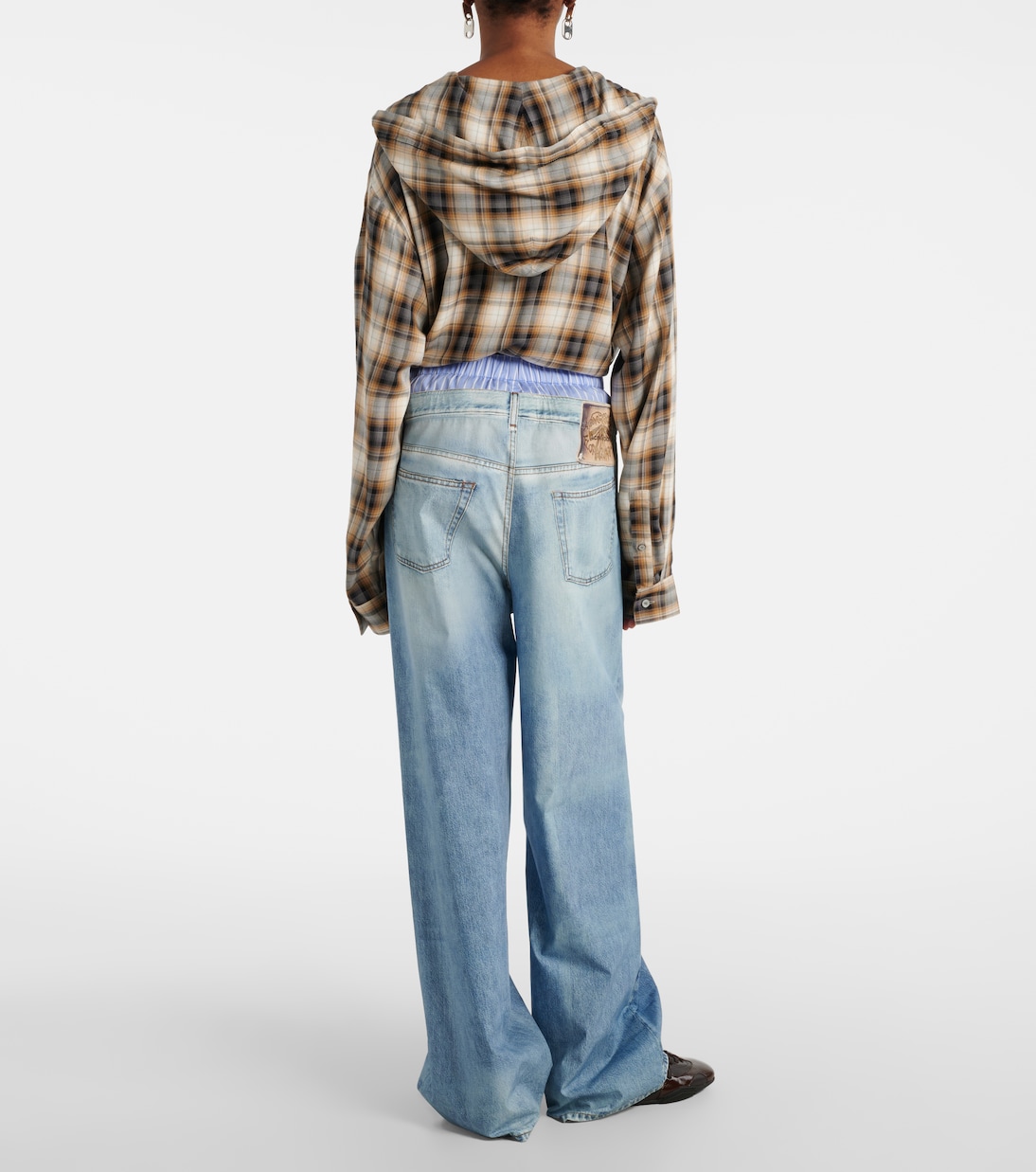 Trompe l'oeil cotton poplin wide-leg pants | Acne Studios