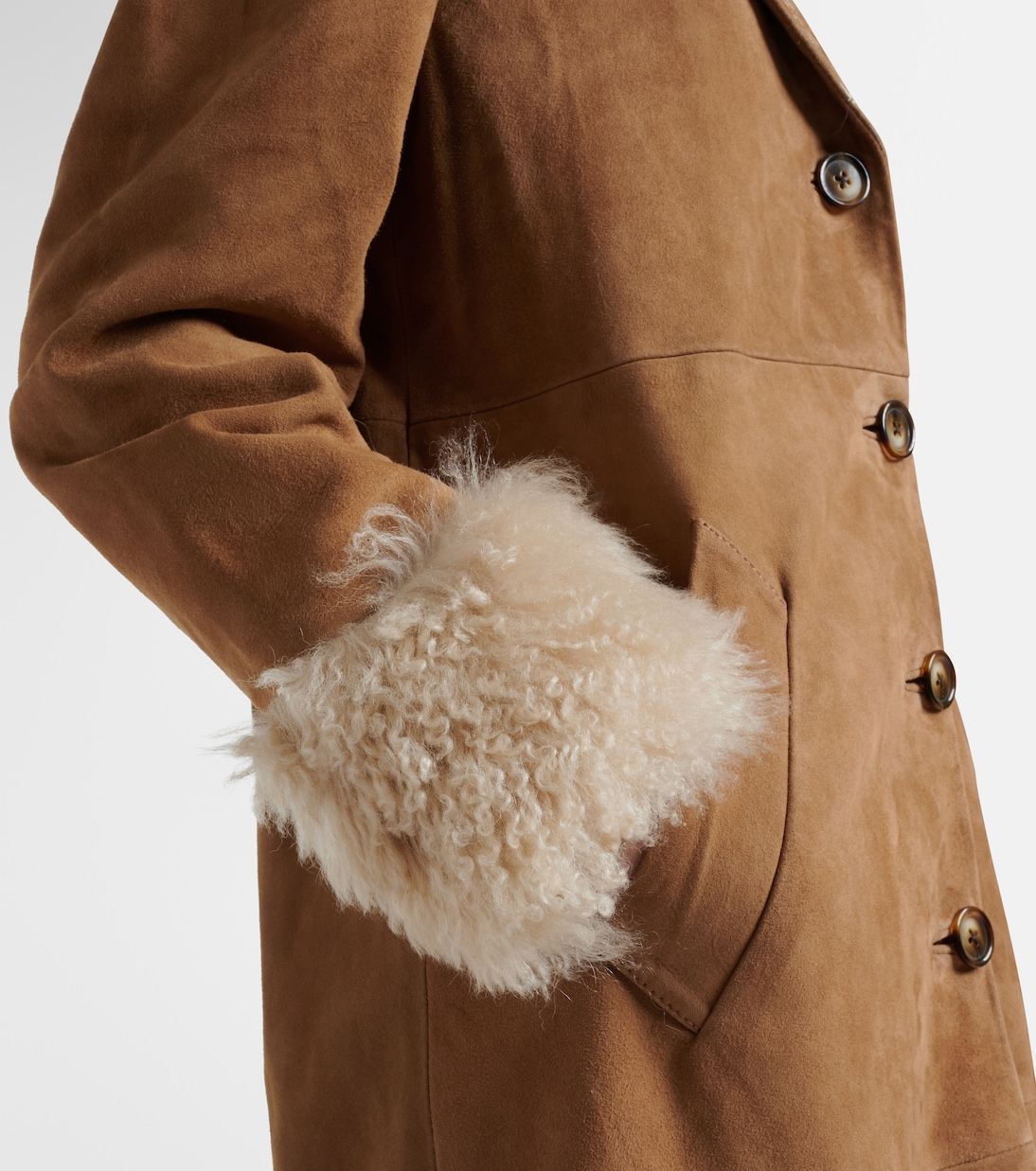 Bestickter Mantel Cienna aus Veloursleder | Rixo